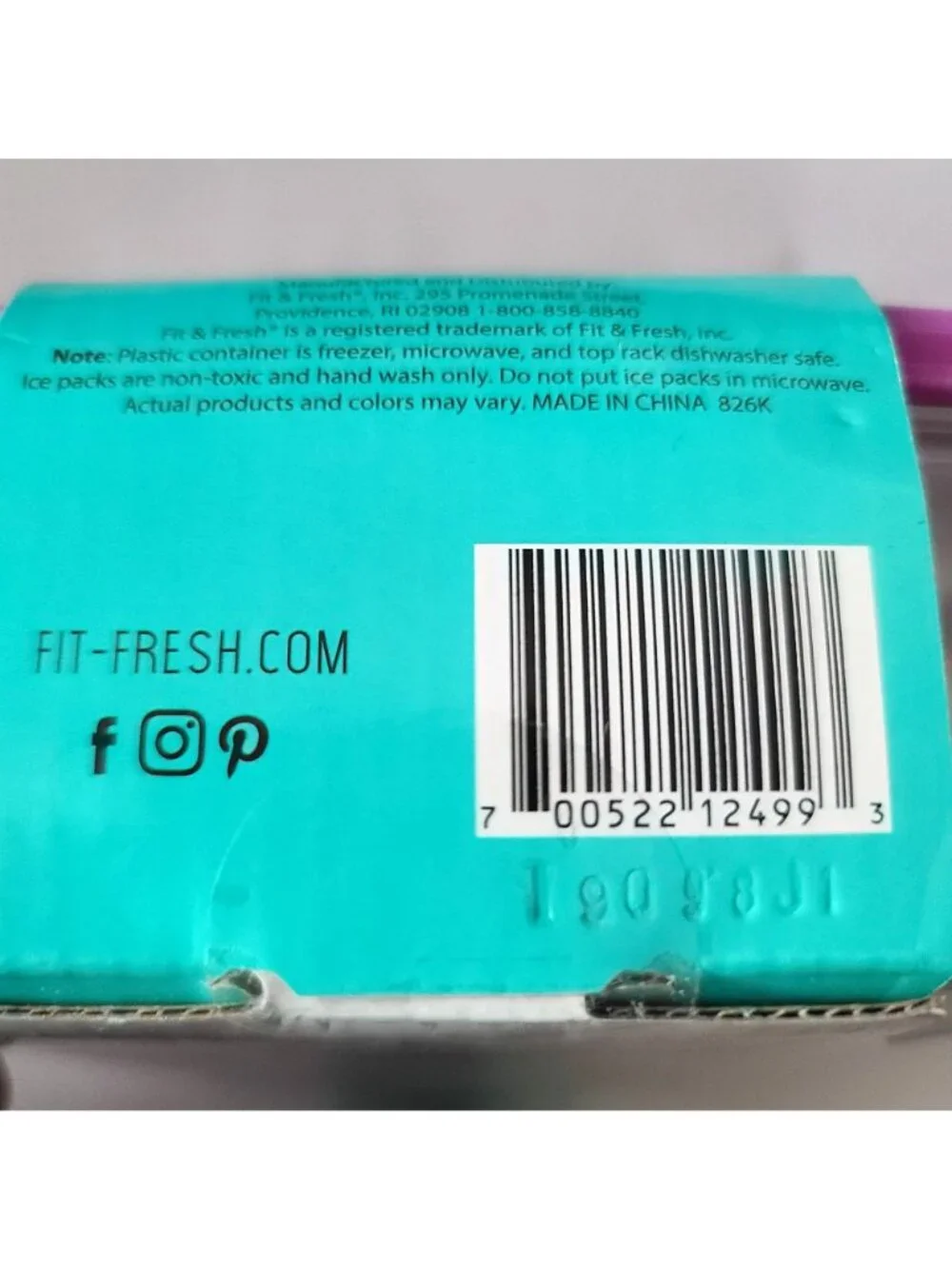 Fit & Fresh 4 Pc Bento Lunch Box 2 Snap In Ice Packs 3 Section Container Lid NEW